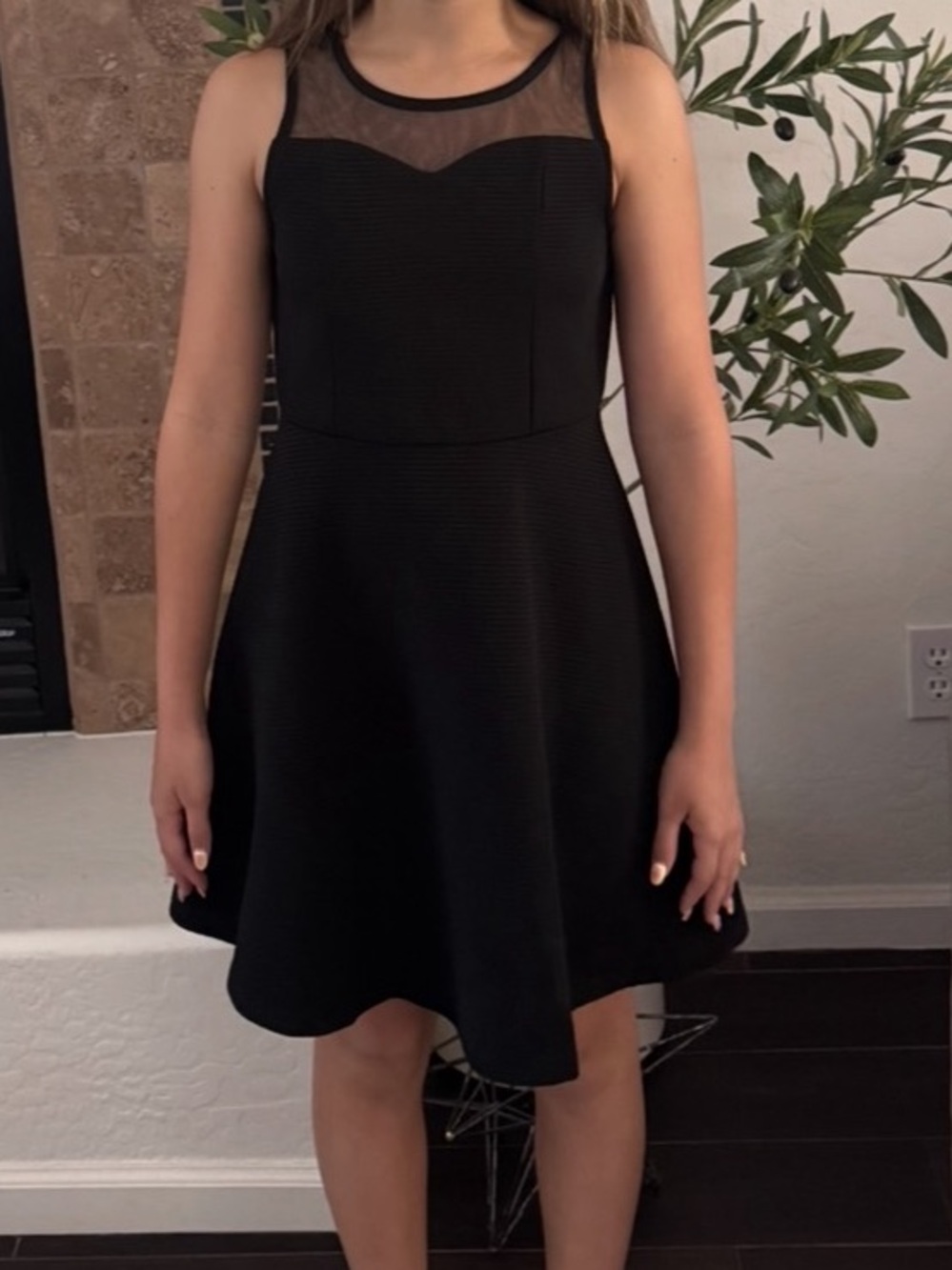 Zunie Girl Skater Dress Size 10 Sweetheart Neckline Mesh Nordstrom $68